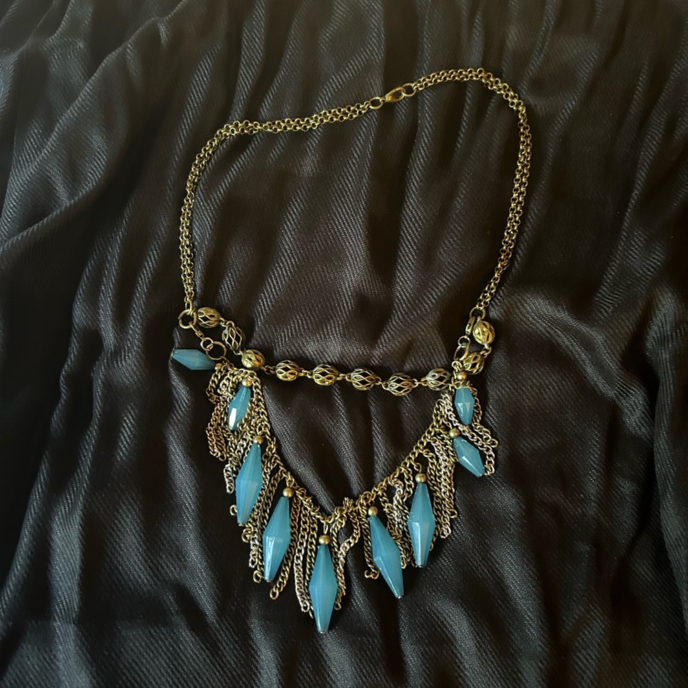 Elegant Gold and Blue Necklace